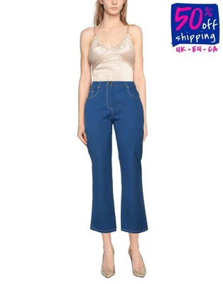 PVP €350 BOUTIQUE MOSCHINO Gabardina Bootcut Pantalón IT42 US8 UK10 M Azul Foto 1 de 4