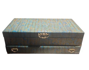 Bandeja organizadora de joyas de colección Lady Buxton azul con cajón forrado de terciopelo de dos niveles EE. UU. - Imagen 1 de 12