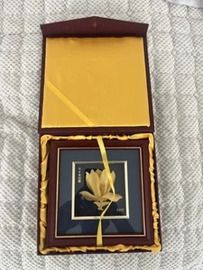 Chinese 3D Gold Leaf Lotus Flower Art Shadowbox 8 1/4 x 8 1/4 New - Picture 1 of 14