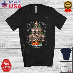 Custom Name Schnoodle Santa As Christmas Tree; Lovely X-mas Lights Family Shirt - Picture 1 of 7