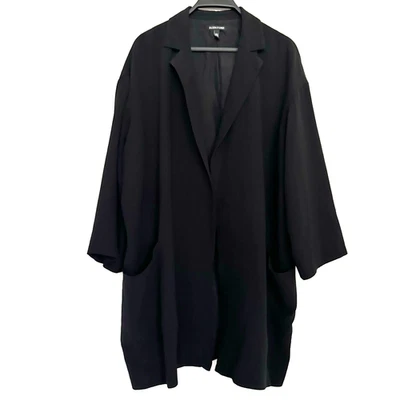 Eileen Fisher L Black 100% Silk Kimono Jacket Open Pockets Oversized Lagenlook - Image 1 of 4