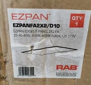 RAB Lighting EZ Pan Edgelit Panel 2X2 40W 4000K 120-277V LED EZPAN2X2-40N/D10 - Picture 1 of 3