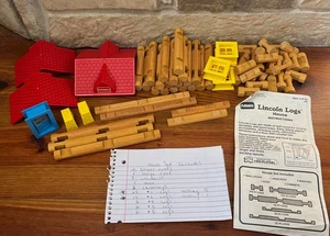 Vintage Playskool Lincoln Logs House Playset 1992- Missing 6 Pieces As Shown - Picture 1 of 19