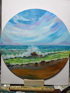 Art 16" Oil painting, Seascape , Landscape, Stretched canvas - Picture 1 of 5