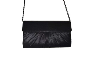 Mini Olga Berg Black Evening Clutch W/ Metal Strap; Excellent Condition - Picture 1 of 3