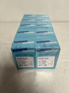 1000 x Tower black 7-8mm round plus cable clips, 10 boxes of 100, wholesale - Picture 1 of 2