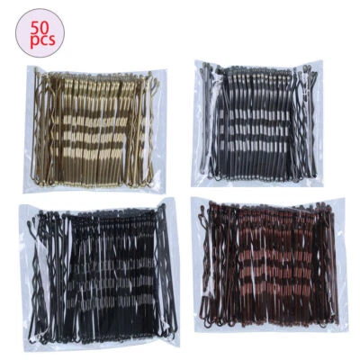 VLOVE 50pcs Bobby Pins Long Hair Gold Silver Black Brown Grips 5cm Wave Clip