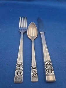 3 Piece Oneida CORONATION Silverplate Youth Set with Judy Monogram - Picture 1 of 4
