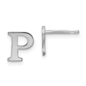 925 Sterling Silver Letter P Initial Stud Earrings - Picture 1 of 6
