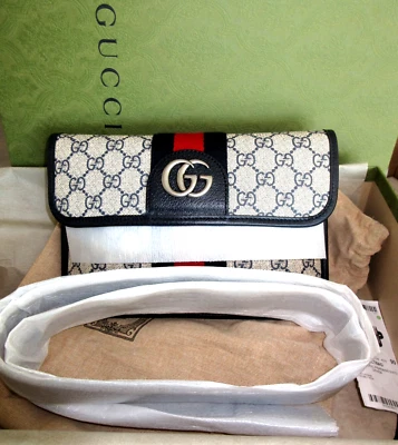 NWT Gucci GG Supreme Belt Bag Web Ophidia White Blue 674081  90 WITH GUCCI BOX - Image 1 of 4