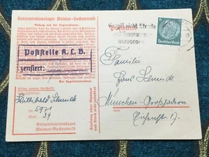 Holocaust 1941 Weimar Buchenwald To Munich Censor Type 5 - Picture 1 of 4