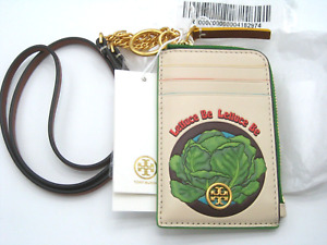 Tory Burch Robinson Lettuce Be Card Holder Coin Pouch ID Lanyard NWT HTF INSURED
