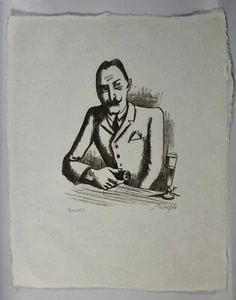 Aquatinta Radierung Sitzender Mann Pfeife Japanpapier August Wilhelm Dressler - Picture 1 of 5