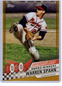 Warren Spahn 2020 Topps Decades Best 5x7 Gold #DB-5 /10 Braves 