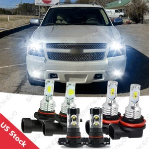 For 2007-2014 Chevy Suburban Tahoe 6x 6000K LED Headlight + Fog Light Bulbs Kits - Picture 1 of 12