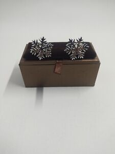 Large Silver Tone Christmas Snowflake Cufflinks