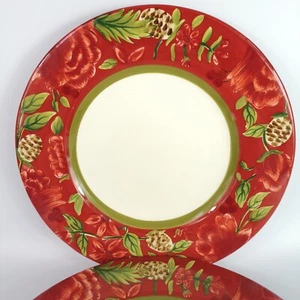 Royal Doulton Festive Home Two Dinner Plates Red & Green Stoneware 2004 - Picture 1 of 5