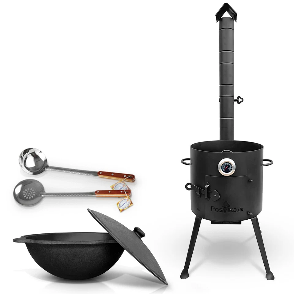 Feuerofen Ø 36 cm 2 mm Stahl Utschak Uchag mit Usbekische Kazan 10 L Казан Учаг - Bild 1 von 1