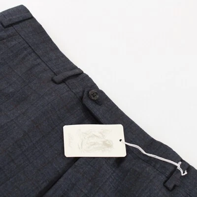 Belvest NWT Flat Front Dress Pants Size 36 US Blue Plaid 100% Wool - Image 1 of 4