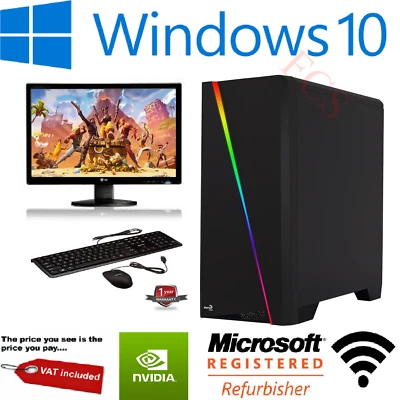 Fast Core 2 Duo Gaming PC Monitor Bundle 4GB RAM 500GB HDD W10 Computer - Image 1 of 4