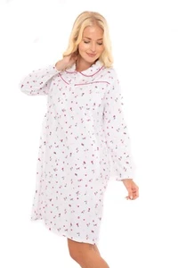 Suzy & Me Shorter Length Ladies 100% Brushed Cotton Winceyette Nightdress - Picture 1 of 11