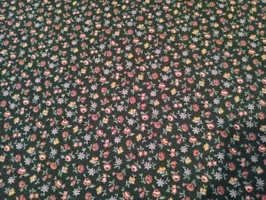 Vintage Floral Fabric Springs Industries Cottage Tiny Flowers on Dark Green - Bild 1 von 1