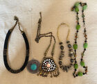 vintage modern costume jewellery job lot, necklaces, silver, boho
