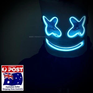 Halloween Mask Marshmello DJ Cosplay Face LED Light Up Mask Costume Party - Picture 1 of 3