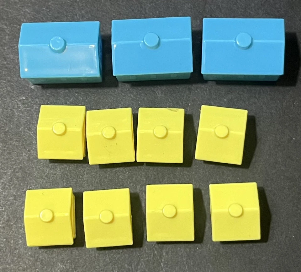 Bob Esponja Pantalones Cuadrados Monopoly Repuesto 3 Hoteles Azules y 8 Casas Amarillas Piezas Foto 1 de 1