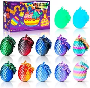 12PCS 3D Printed Easter Dragon Eggs with 3D Printed Dragon Inside, - Picture 1 of 7