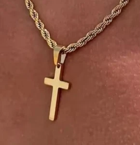 Classic Cross Necklace Men's Pendant Fashion 9K Sterling Silver Jewelry - Picture 1 of 1