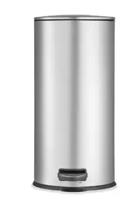 30L Rubbish Bin Brushed Stainless Steel Bin Kitchen Bathroom Office Garbage Bin - Picture 1 of 4