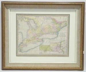 1850 MAP UPPER CANADA ANTIQUE FRAMED TORONTO & NIAGARA FALLS - Picture 1 of 3