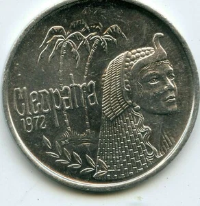 Mardi Gras Doubloon Krewe of Cleopatra 1977 aluminio - Imagen 1 de 2