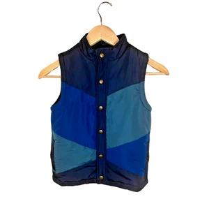 Janie and Jack San Color Block Puffer Vest Jacket - Blue Green - Boys 5-6 - Picture 1 of 4