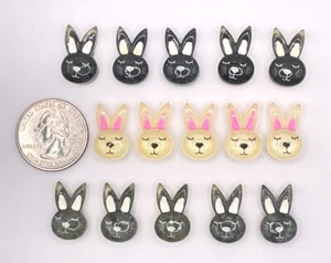 16pcs x 3/4" Clear Resin Easter Bunny Head Flatback Embellishment/Glittered SB11 - Picture 1 of 6