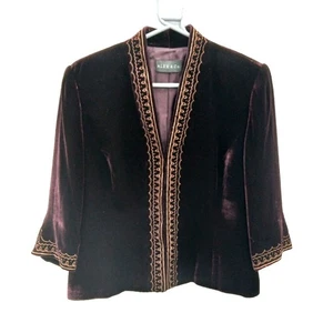 Alex & Co Velvet Jacket UK 16 Burgundy Viscose Silk Embroidered RMF17-SM - Picture 1 of 6