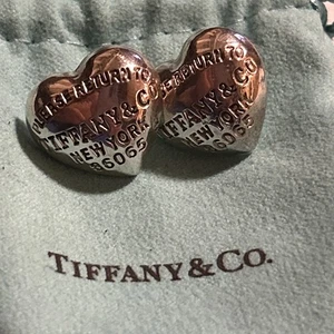 Vintage Return To Tiffany & Co. Sterling Silber Puffy Full Heart Ohrringe - Bild 1 von 12