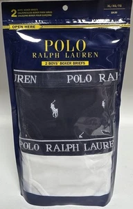 Polo Ralph Lauren Boys' Boxer Briefs 2-Pack NavyBlue Polo Print/White Size XL... - Picture 1 of 2