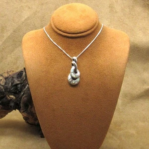 Vintage Modern Intertwining Teardrop Necklace With Lab-Created White Opal - Picture 1 of 7