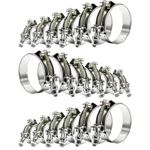 18 Pcs 6 Sizes T-Bolt Hose Clamp, Radiator Heavy Duty Hose Clamps, Working Ra... - Picture 1 of 7