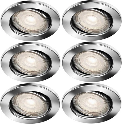 Trango Set of 6 40W GU10 LED Recessed Spotlights in Chrome Round TG6729-018 - Image 1 of 2