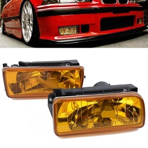 1992-1998 Fog Lights Chrome Replacement Lamps Yellow Lens Practical Brand New - Picture 1 of 12