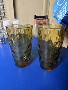 2 VINTAGE HASELNUSS ATLAS 24 OZ/EL DORADO BERNSTEIN MÜNZPUNKT GLÄSER -6-1/2" Vintage - Bild 1 von 4