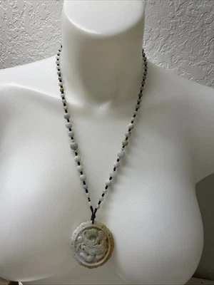 Collar de jadeíta de jade dragón chino tallado a mano de colección joyería patrimonial encontrar KG Foto 1 de 4