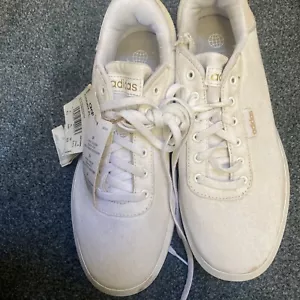 ADIDAS COURT Platform CLN Women's Trainers, Suede Accent to Back, White, UK 5 - Picture 1 of 4