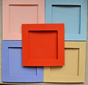 5 Double/Fold Asst Colour Card Blanks with 96mm Apertures & White Envs 140mm Sq  - Picture 1 of 1
