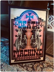 DEATH MACHINE retro vintage psychedelic biker motorcycle poster print head shop - Picture 1 of 2