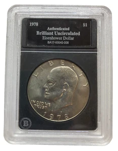 1978-D Authenticated Brilliant Uncirculated Eisenhower Dollar - Bradford - Picture 1 of 4