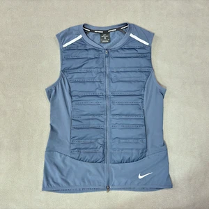 Nike Running Aeroloft Goose Down Vest Navy Blue Zip Reflective Puffer Women's S - Picture 1 of 10
